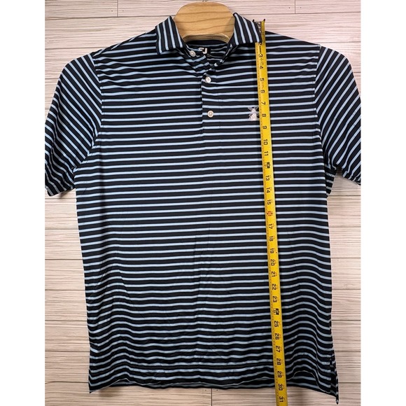 Footjoy FJ Men's Blue Striped Spandex Blend Golf Polo Shirt Windmill Logo Sz Lg - Picture 7 of 8